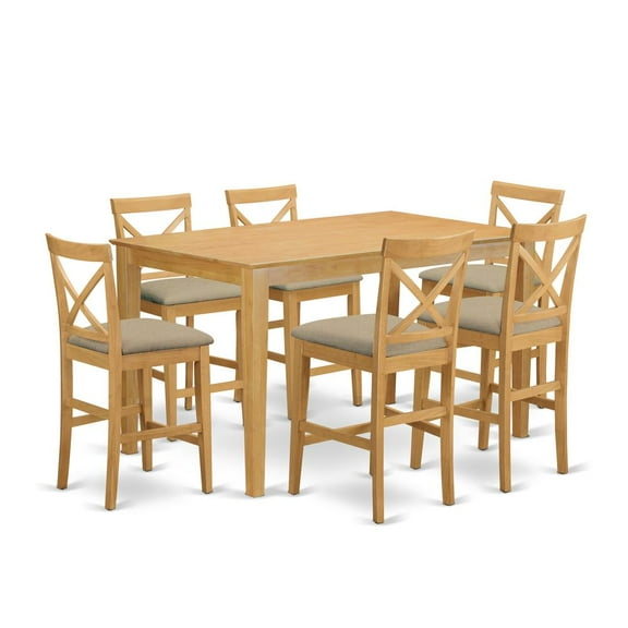 East West Furniture 7 Piece Set Consist of a Rectangle Dinner Table