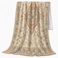thumbnail image 2 of Persian Artwork Medallion Floral Vine Pattern Vintage, Festive Holiday Scene, Warm Flannel Blanket for Living Room and Family Room, Art Lovers Christmas Gift, Festive Home Decor, 2 of 9
