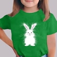 thumbnail image 2 of SERTG Girls Easter Bunny Print Short Sleeve T Shirt Soft Breathable Crew Neck Tee Casual Regular Fit Lightweight Comfortable Fashion Top Cute Easter Holiday T Shirt(Green,5-6Years), 2 of 5
