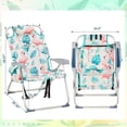 thumbnail image 5 of Heightened Oxford Cloth Beach Chair, Silver White Aluminum Tube, 220 lbs Capacity, Flamingo Pattern, 5-Position Adjustable Backrest, Storage Pouch & Cup Holder, for Picnic, Camping, Outdoor Sports, 5 of 9