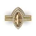thumbnail image 2 of Clara Pucci 14K Yellow Gold Marquise Cut 2Ct Simulated Champagne Engagement Ring + Matching Band - Luxury Box Included, 2 of 7