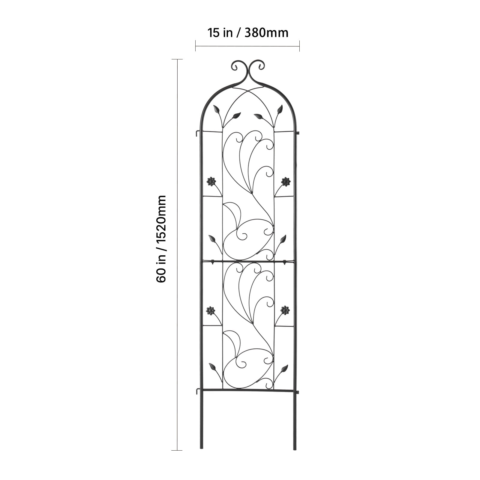 VEVOR Garden Trellis for Climbing Plants, 60 x 15 in, Rustproof Metal Garden Flower Trellis, Outdoor Climbing Rose Trellis Cucumbers Support, Decorative Tall Clematis Trellis for Courtyards Lawns