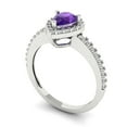 thumbnail image 2 of 0.755 ctw Solitaire with Zirconia Diamond Accents Anniversary Ring for Women | Pear Cut Natural Amethyst | Hyperallergenic Solid 14K White Gold, 2 of 5