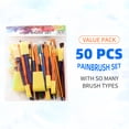 thumbnail image 3 of 50 piezas de pinceles, conjunto de pinceles de pintura lavables para todo uso, paquete de v Carevas Brochas, 3 of 7