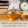 thumbnail image 2 of CRYSTALIA Antique Candy Bowl, Decorative Ellipse Turkish Delight Container with Cute Lid, Ottoman Design Serving Dish, Food Grade Metallic Mini Sugar Holder for Lovely Gift, Home and Kitchen (Gold), 2 of 8
