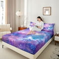 thumbnail image 4 of Homewish Universe Galaxy 3pcs Twin Sheet Sets for Female Men Teens,Starry Sky Twin Fitted Sheet,Gradient Ombre Cosmos Breathable Flat Sheet,Lightweight Room Decor, 4 of 7