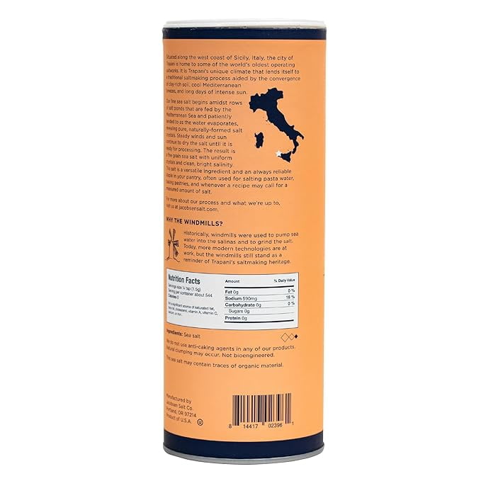 Jacobsen Salt Co. Pure Italian Fine Grain Sea Salt - Real Sea Salt for Cooking, Baking, or Pickling, Harvested in Italy (1.8 lb)