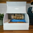 thumbnail image 2 of AuldHome Design Large White Bread Box; Farmhouse Enamelware Vintage Style Family Size Countertop Bread Bin, 2 of 9
