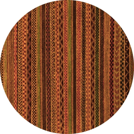 Ahgly Company Indoor Round Oriental Orange Modern Area Rugs, 8' Round