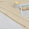 thumbnail image 6 of PAVILIA Reversible Sherpa Fleece Throw Blanket Cream Beige, Plush Flannel Throw, Ultra Soft Warm Ribbed Microfiber Blanket for Sofa Couch Bed, Luxury Thick Striped Blanket, Beige, 50x60, 6 of 7