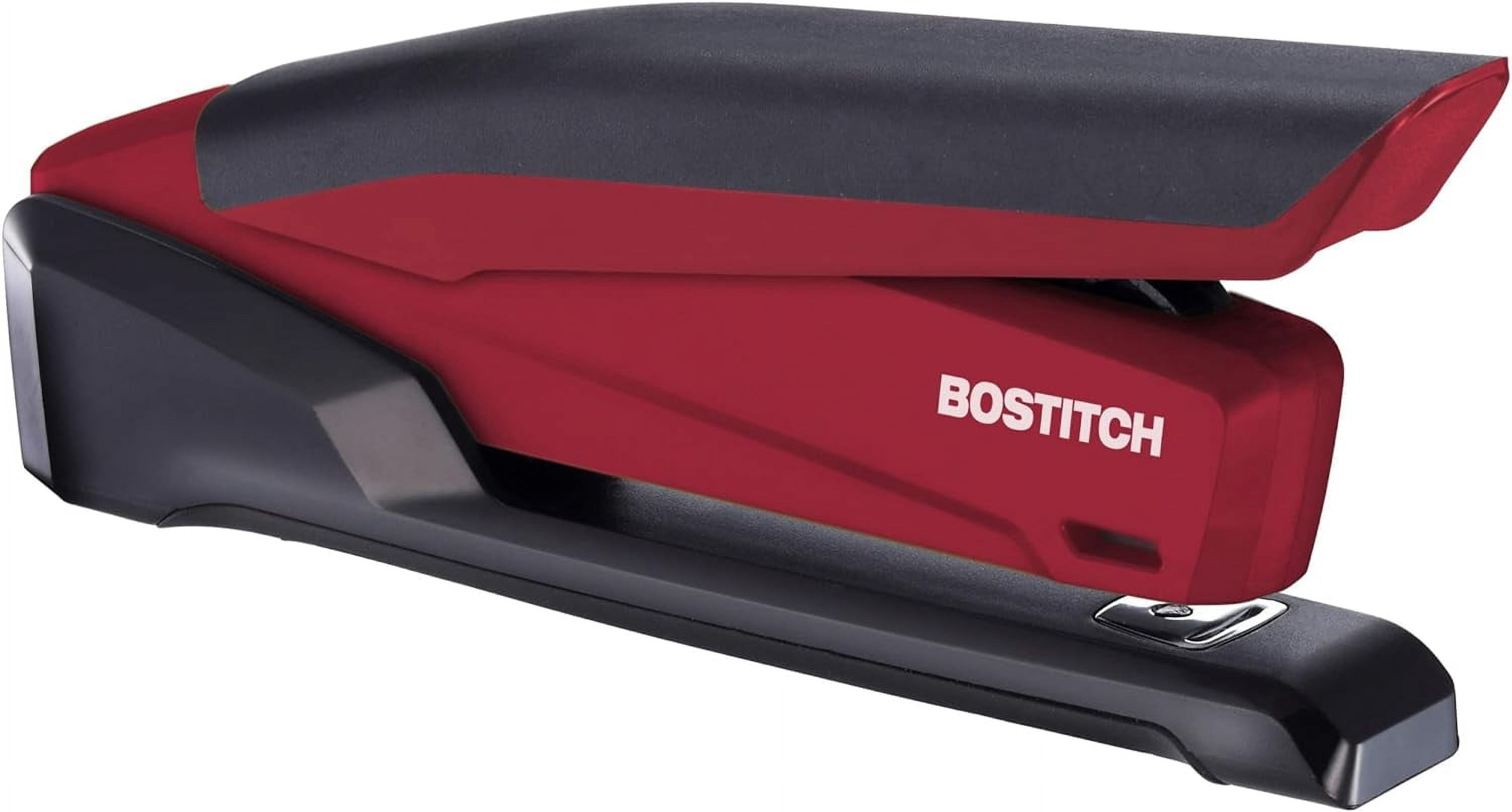 Office Executive 3 in 1 Stapler, Includes 210 Staples and Integrated Staple Remover, One Finger Stapling, No Effort, 20 Sheet Capacity, Spring Powered Stapler, Red
