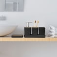thumbnail image 5 of BlueMake Bathroom Accessories Set,5 Pcs Bathroom Accessory Gift Set, Soap Dispenser, Soap Dish, Toothbrush Holder, Toothbrush Cup, Vanity Tray, Boho, Modern Bathroom Decor (Black), 5 of 8