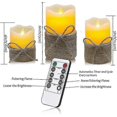 thumbnail image 2 of LED Flameless Candle with Hemp Rope, Battery Powered, Flickering Candle Sticks with Remote Control and Timer (Diameter: 3.25" X H 4" 5" 6"), 2 of 5
