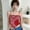 Red, variant on Women's Print Irregular Slim Sexy Backless Exposure Navel Fake Two Pieces Camisole Crop Top