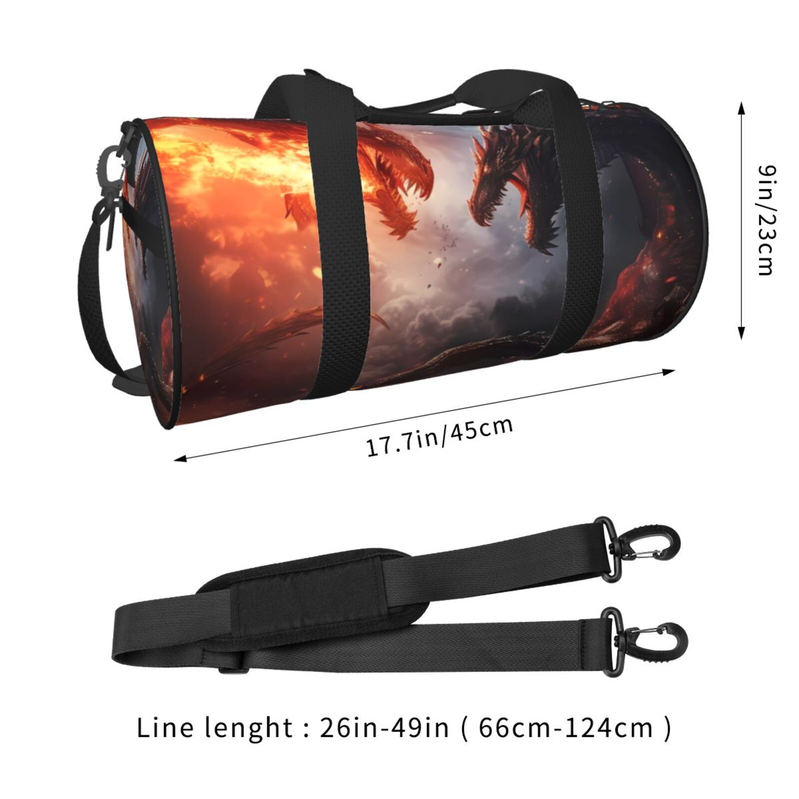 Defioc Fire Sky Dragon for Travel Duffle Bag,Weekender Bag Carry On Tote Bags Hospital Bag Large Capacity Sport Gym Bag for Men Women Fit for Trave, Gym,Weekend