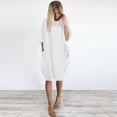 thumbnail image 4 of Lisingtool Plus Size Dress Women's Pocket Loose Dress Ladies Round Neck Casual Knee Length Dress Womens Dresses White, 4 of 5