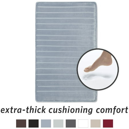 Microdry : Extra Thick, Softlux, Charcoal Infused Memory Foam Bath Mat With Griptex Skid-Resistant Base, 21 X 34,