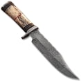 thumbnail image 2 of Out Class Damascus Steel Hunting Knife w/ Giraffe Bone Handle, 2 of 5