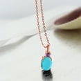 thumbnail image 2 of Gem Stone King 18K Rose Gold Plated Silver Green Turquoise and Purple Amethyst Pendant Necklace for Women (1.56 Cttw, Gemstone Birthstone, Oval 9X7MM, with 18 inch Silver Chain), 2 of 3