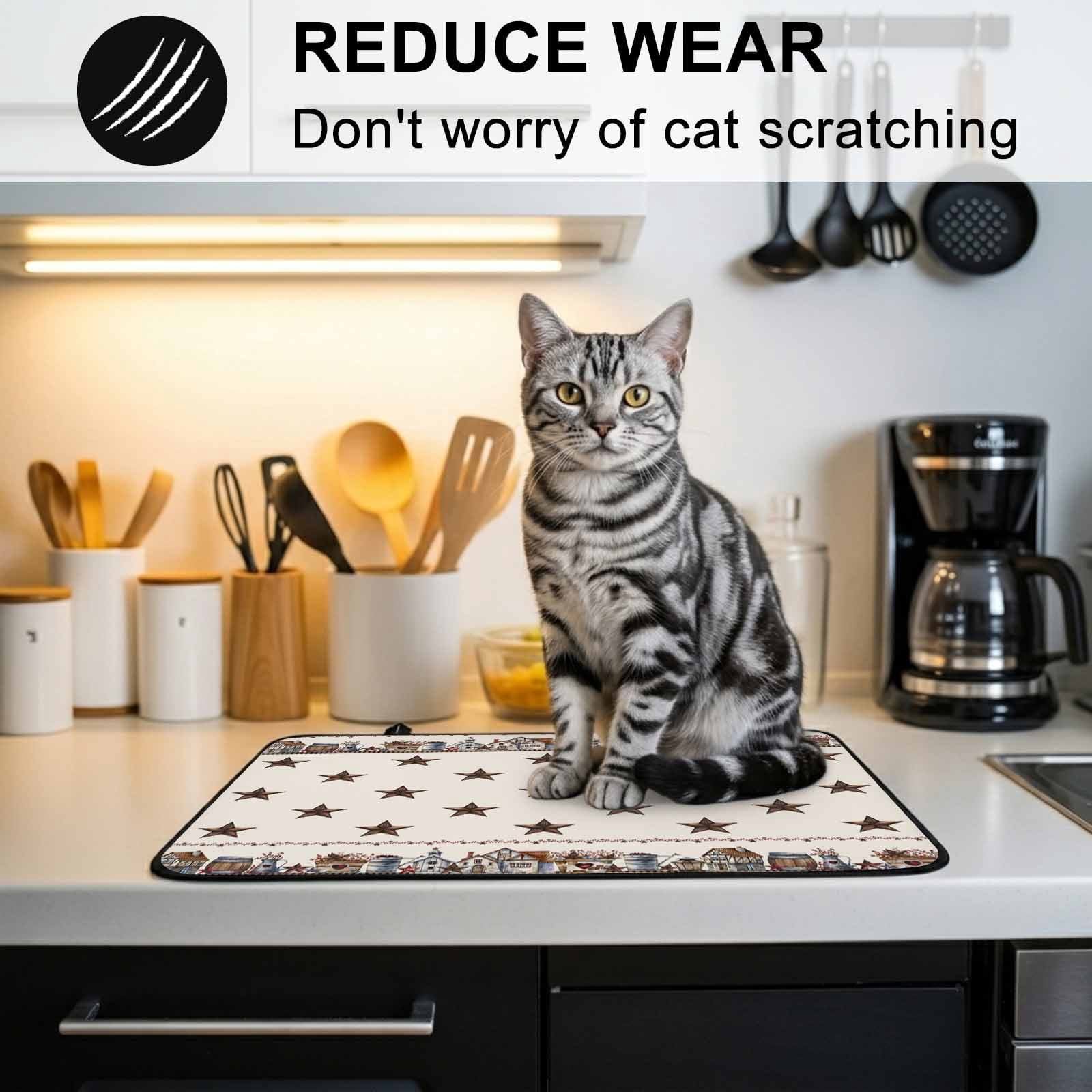 Star Rustic Stove Top Cover for Electric Stove, Heat-proof & Non Slip Glass Top Stove Cover Protector, Farmhouse Country Star Barn Berry Brown Kitchen Flat Cooktop Rubber Mat 24x21 Inches