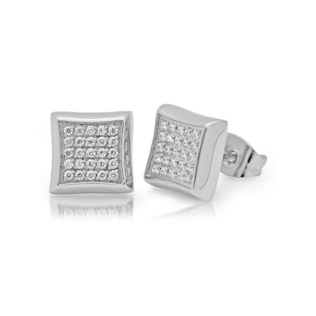 Men's Stainless Steel CZ Stud Earrings - Mens Accessory