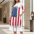 thumbnail image 4 of BOMYJESK 4th Of July Dresses for Women 250th Anniversary USA Flag Floral Maxi Dresses Independence Day Art Print Summer Dresses Beach Long Dresses Elegant Classy Party Apparel White XL, 4 of 6