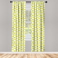 thumbnail image 3 of Ambesonne Geometric Curtains, Psychedelic Vintage Shape, Pair of 28"x95", White Mustard Jade Green, 3 of 5