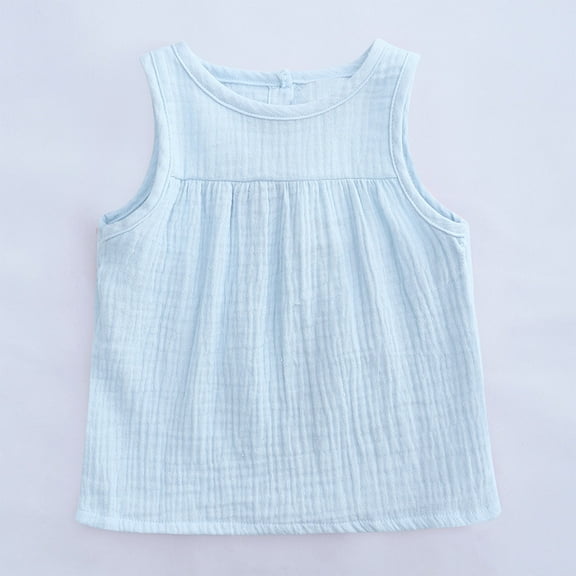 ATOGUTA Girls Tank Top Summer Candy Color Cotton Casual Tops Blue, Sizes 3M-4T