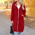 thumbnail image 6 of Women Casual Zip up Hoodies Sweatshirt Long Hoodie Jacket Oversized Fall Winter Coats Fashion Women's Solid Color Long Coat Classic Slim Overcoat with Pocket Lightweight Cardigans for Women, 6 of 9