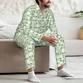 thumbnail image 7 of Xecao Cute Frog Print Pajamas Set Mens Pajamas Long Sleeve Loungewear Two-Piece Sleepwear Button-Down Pjs Set,2PJS-Medium, 7 of 7
