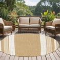 thumbnail image 6 of Vintage Tan Brown Striped Round Rug 7ft Washable Circle Rugs Non Slip Farmhouse Modern Stripes Boho Linen Large Area Rug Indoor Floor Carpet for Bedroom Kitchen Living Room Office Dining Room Nursery, 6 of 9