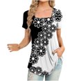 thumbnail image 2 of Fiudx Ofertas Del Día Blusa Holgada de Manga Corta con Cuello En V Informal Estampada a La Moda para Mujer, 2 of 5