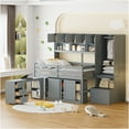 thumbnail image 2 of JERFIT Full Wood Loft Bed with Desk, Drawers, Shelves, Gray, 2 of 8