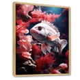 thumbnail image 2 of Designart "The Underwater Monochrome Dance Of Pink And Grey Fish I" Coastal Coral Under Water Floater Framed Wall Art Prints, 2 of 5