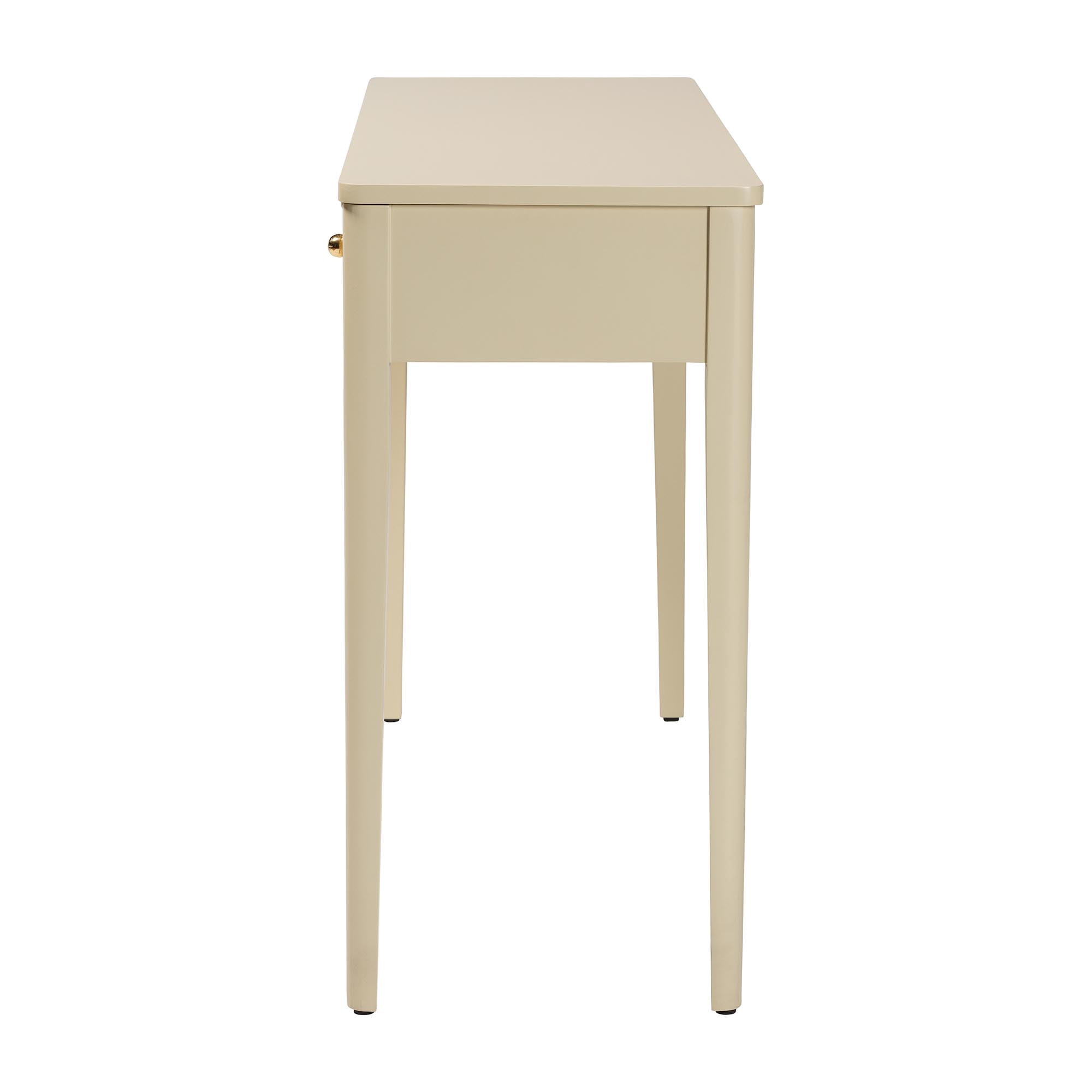 bali & pari Leeba Modern Console Table, 3-Drawer, Beige