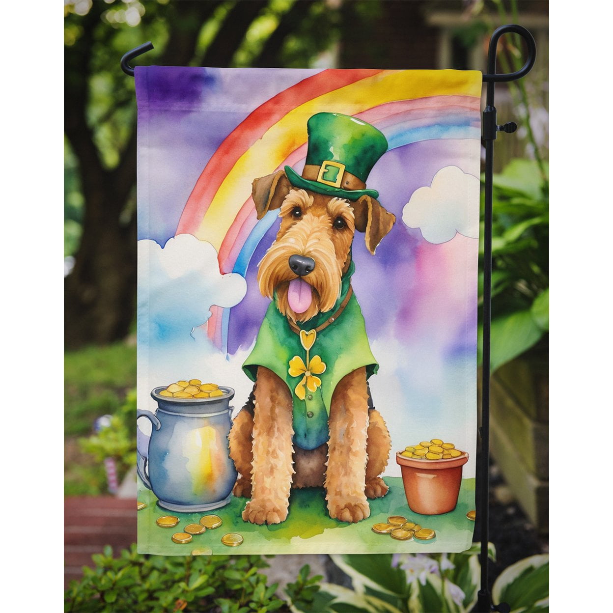 Airedale Terrier St Patrick's Day Garden Flag 11.25 in x 15.5 in