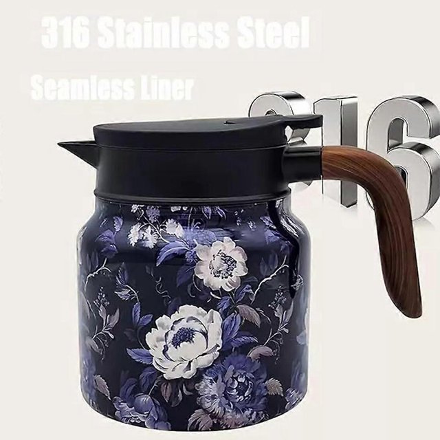 Raidley Vintage Floral Pattern Tea Thermos Built-In Infuser,Mini Hot Coffee Pot Office Stainless Steel,Insulated Teapot Detachable 800/1000ml Easy To