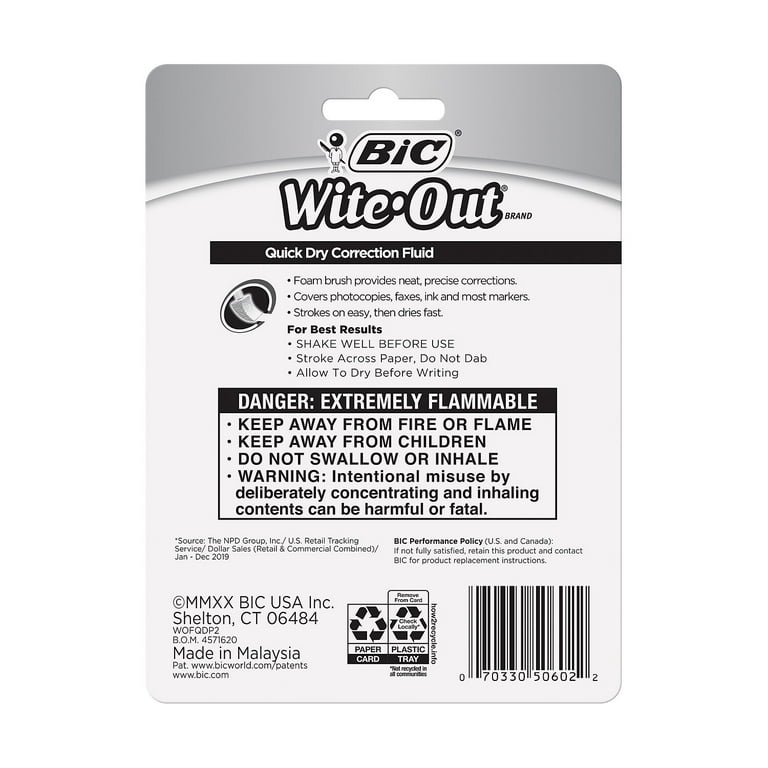 BIC Wite-Out Quick Dry Correction Fluid 2/Pack (WOFQDP24-A-WHI)