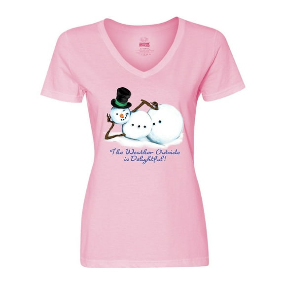 Inktastic Sassy Snowman The Weather Outside is Delightful Women's V-Neck T-Shirt
