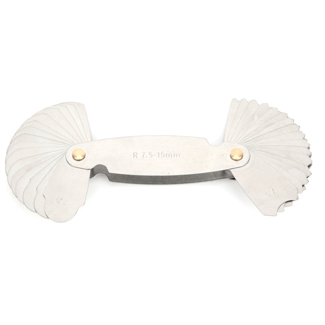 Medidor de paso de tornillo en acero inoxidable, sistema métrico imperial, herramienta de medición dimensional, R7,5-15 mm