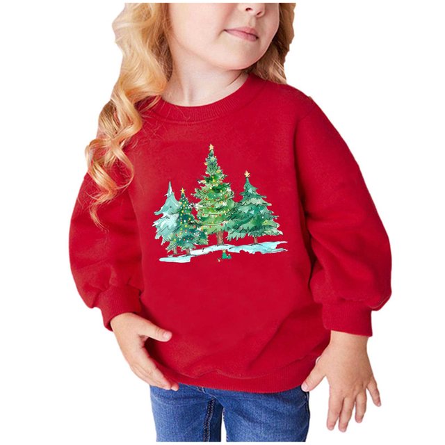 Posijego Vêtements de Noël pour Enfants Garçons Filles Chandail à Manches Longues Col Rond Coton Chandail Chandail en Molleton Hauts