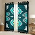thumbnail image 2 of Homewish Vintage Western Aztec Blackout Curtains Set of 2 (52x84 Each) for Adult, Teal Square Triangle Window Curtains, Mandala Style Curtains and Drapes, Blackout Curtains Bedroom Decor, 2 of 5