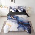 thumbnail image 2 of YST Navy Blue Watercolor Bedding Comforter Set, 7-Piece, Modern Abstract Foil Print, King, 2 of 4