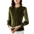 thumbnail image 5 of Craaazy Women's Solid Color Long-Sleeve Velvet Crewneck Tops Gifts, 5 of 7