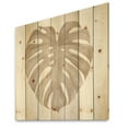 thumbnail image 2 of Designart 'Beige Ivory Pastel Monstera Heart Shaped Tropical Leaf' Traditional Print on Natural Pine Wood, 2 of 5