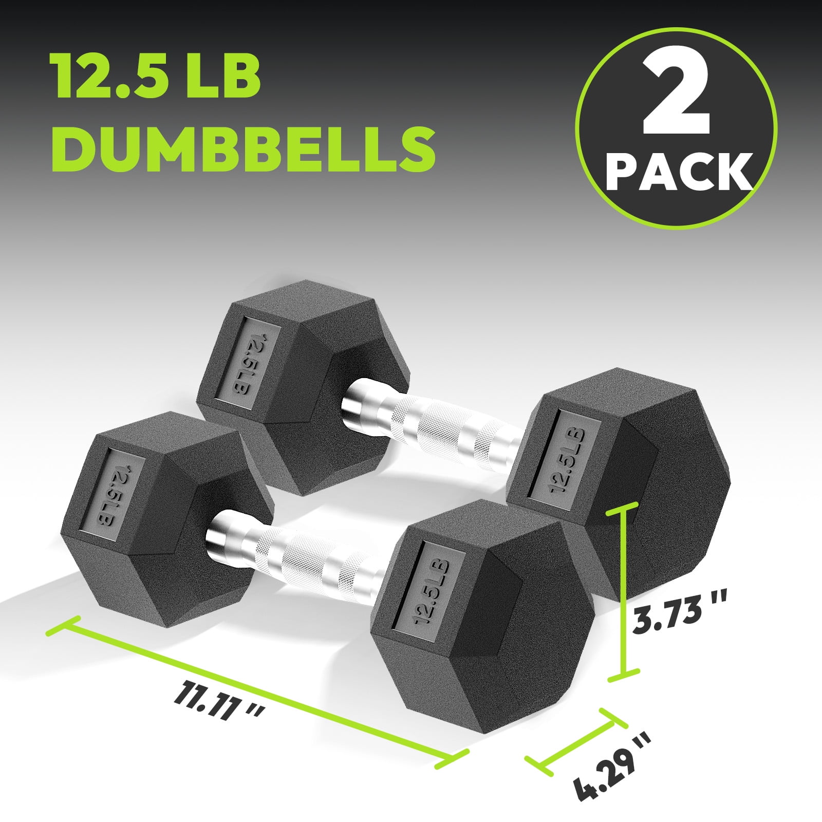 Hex Dumbbell Rubber Encased Dumbbell Strength Training Hex Dumbbell, Hand Weight For Workout & Exercise/Pair of 12.5 lb