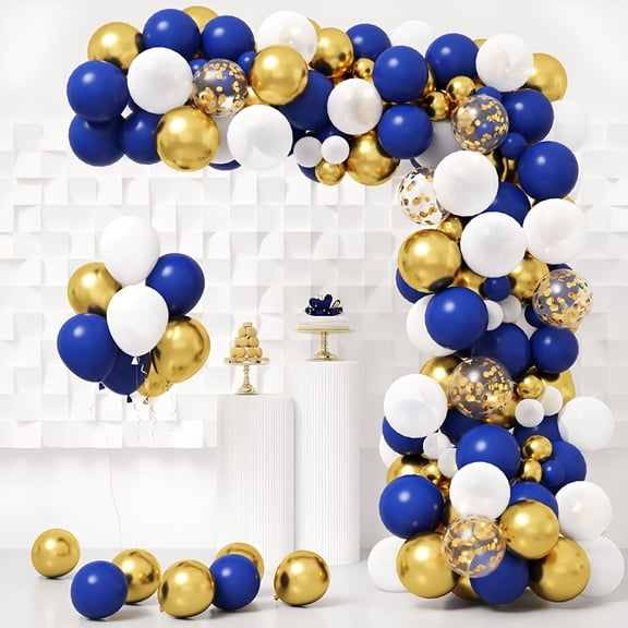 BESTSKY Navy Blue Gold Balloon Garland Arch Kit 145PCS Royal Blue Gold White Balloons for Graduation Birthday Party Baby Shower Decoration