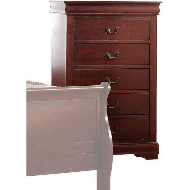 Acme Furniture Louis Philippe Chest With Five Drawers Cherry