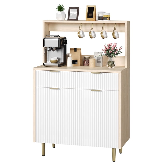 Modern Sideboard Buffet Cabinet with Storage and Hook, Wood Buffet Console Table for Dining Room, Living Room, Kitchen, Entryway