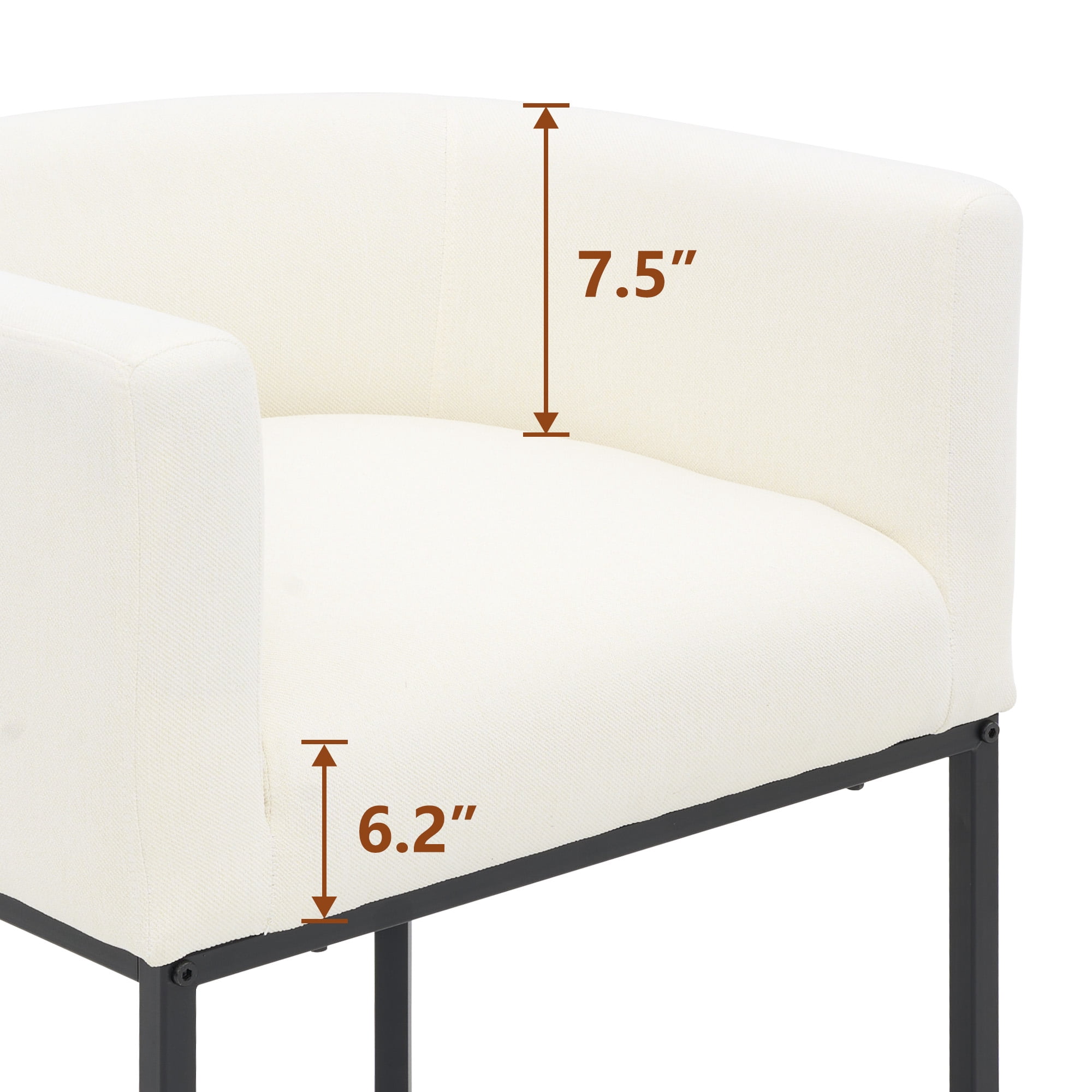 ClinQ Counter Height Bar Stool Set of 3, 26 in Fabric Upholstered Seat, Metal Legs for Indoor Dining Room and Kitchen Island, Beige